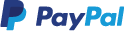 PayPal logo of two letter P's superimposed with PayPal text.