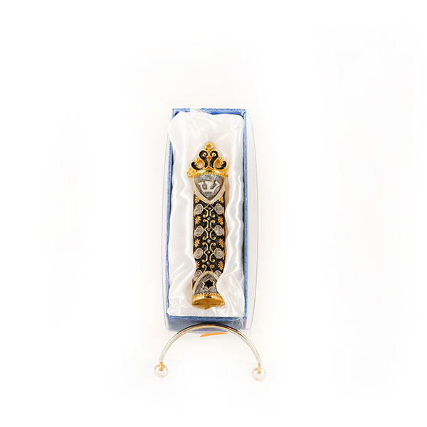 Gold Black and Silver Mezuzah