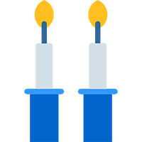 Clipart of two lit candles for Shabbat.