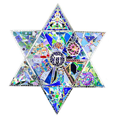 Glass mosaic Sisterhood Star at Congregation Shaara Tfille