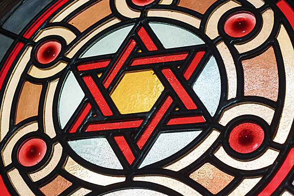 Stained glass star of David