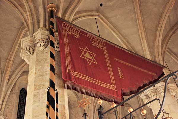 First Jewish Flag at the Old New Synagogue in Prague.