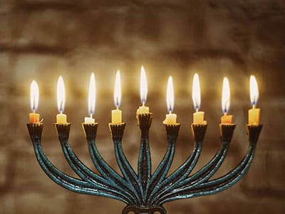 Menorah with all eight candles lit