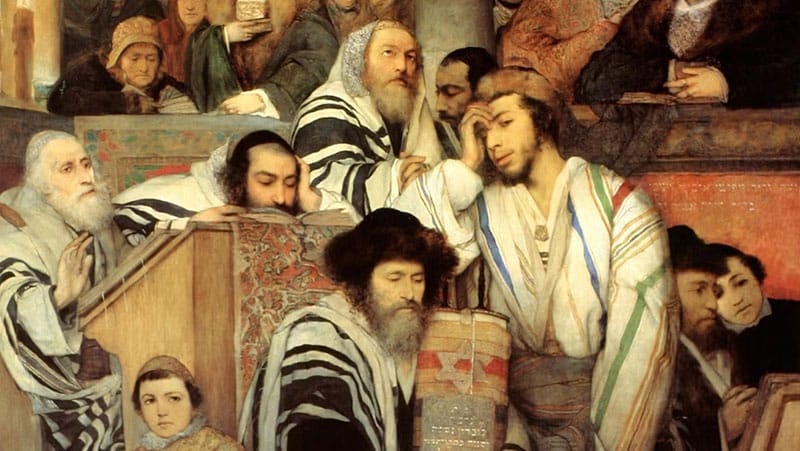 Painting of Jewish People in Synagogue